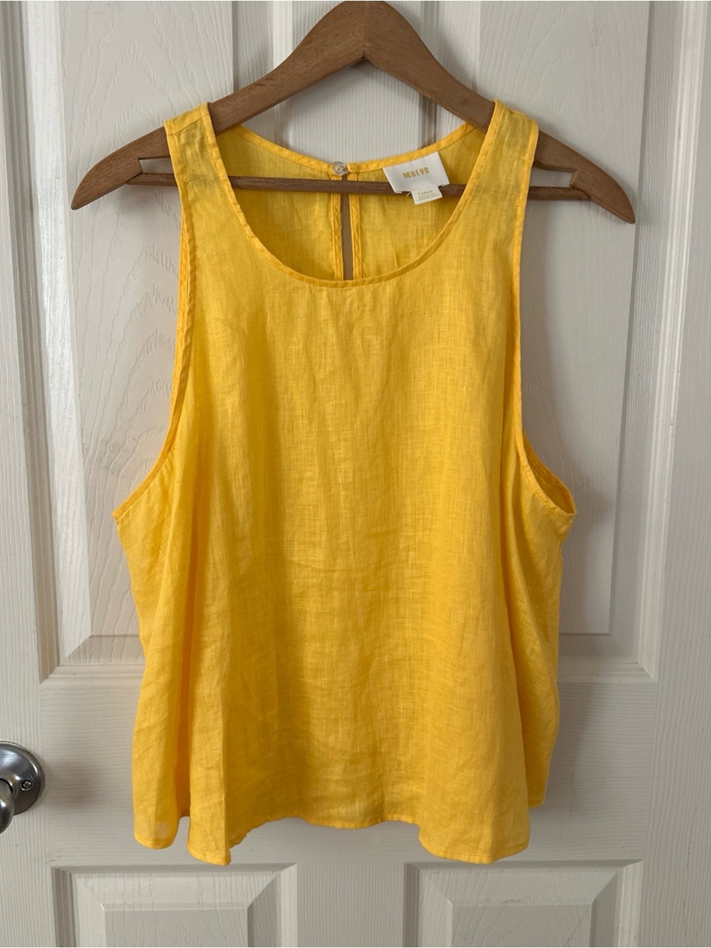 MAEVE by Anthropologie Size Large Yellow 100% Linen Sleeveless Lightweight Top